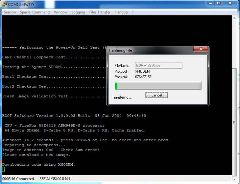 srw2024 downloading code using xmodem software